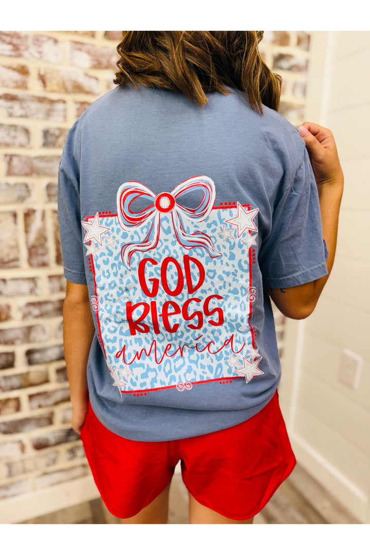 God Bless America Bow Tee
