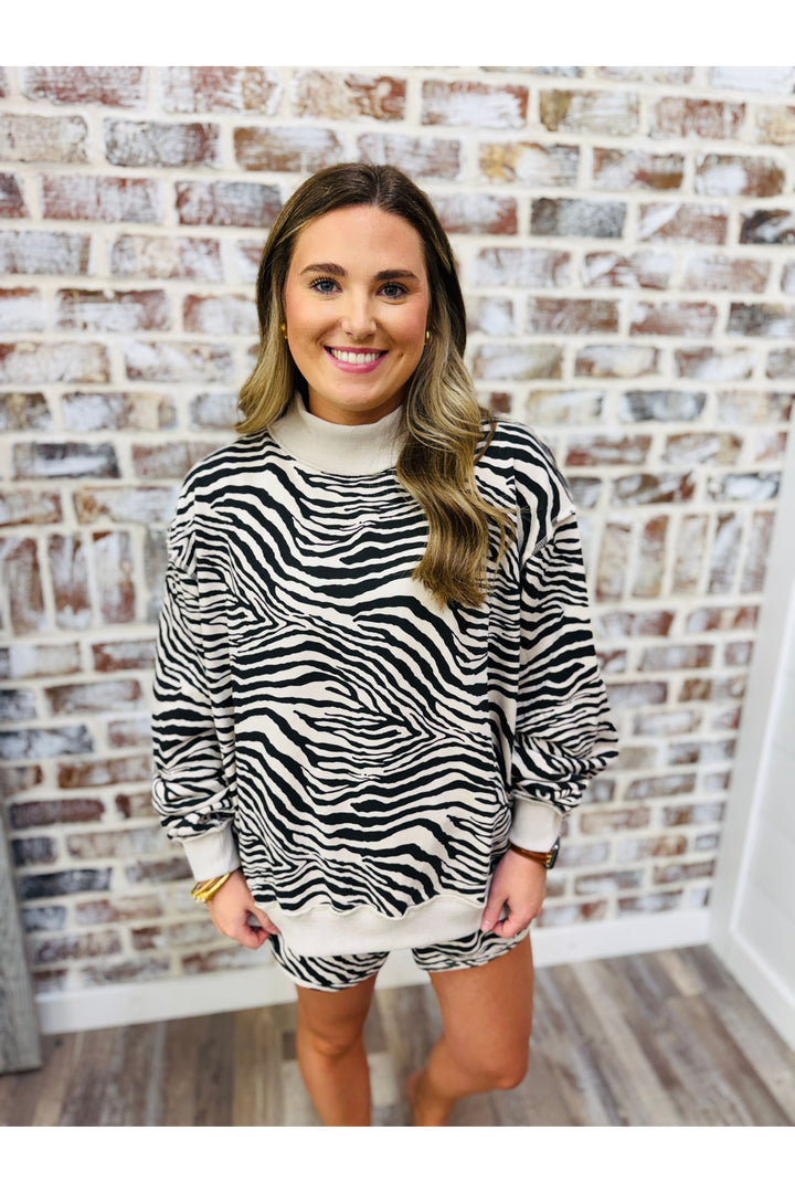 Zebra Charm Mockneck