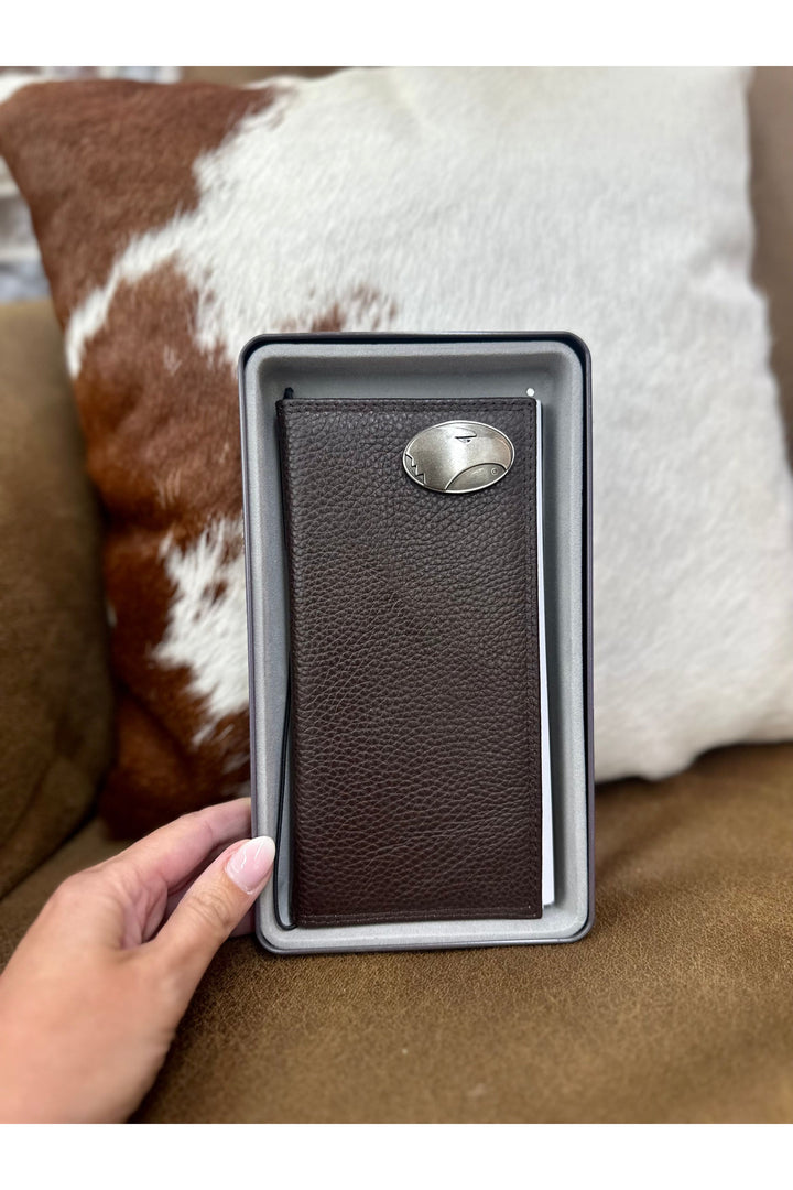 Long Leather Brown Pebble Wallet