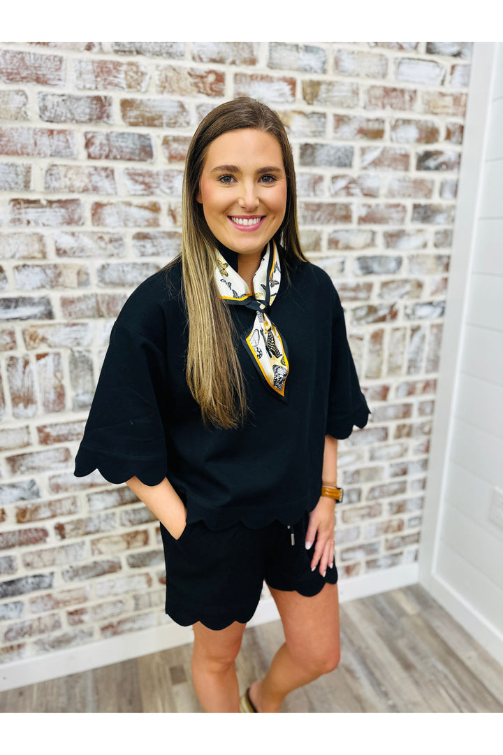 Black Scalloped Top