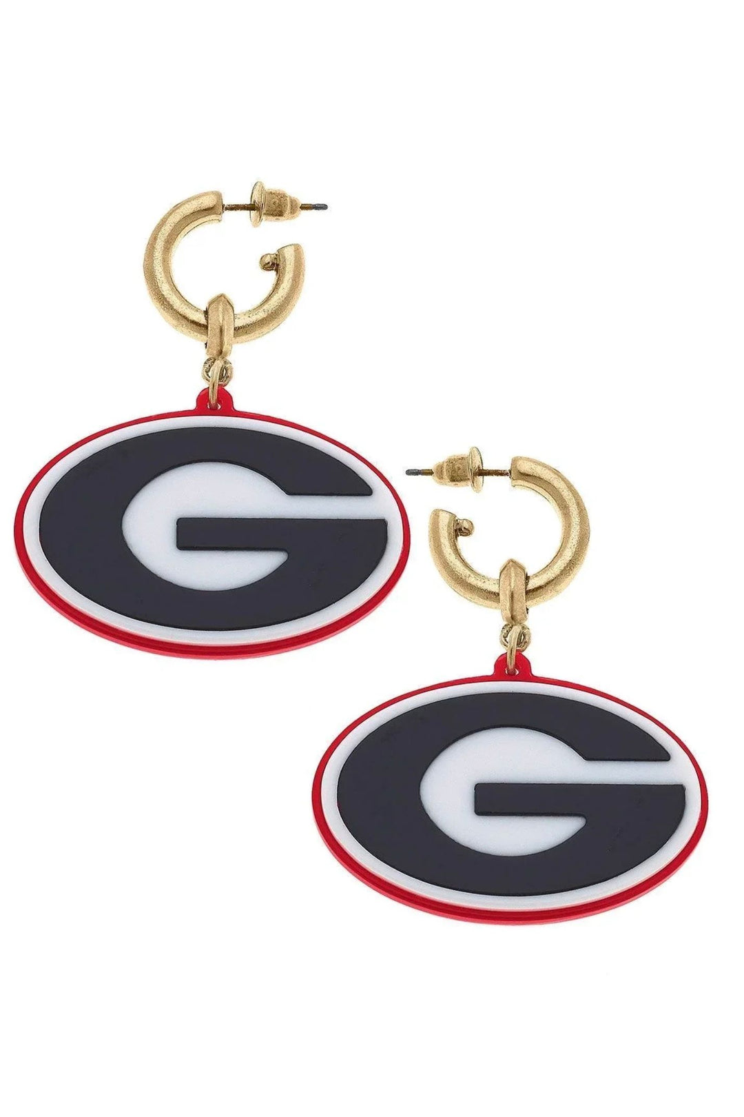 Georgia Bulldogs Resin Logo Drop Hoop Earrings