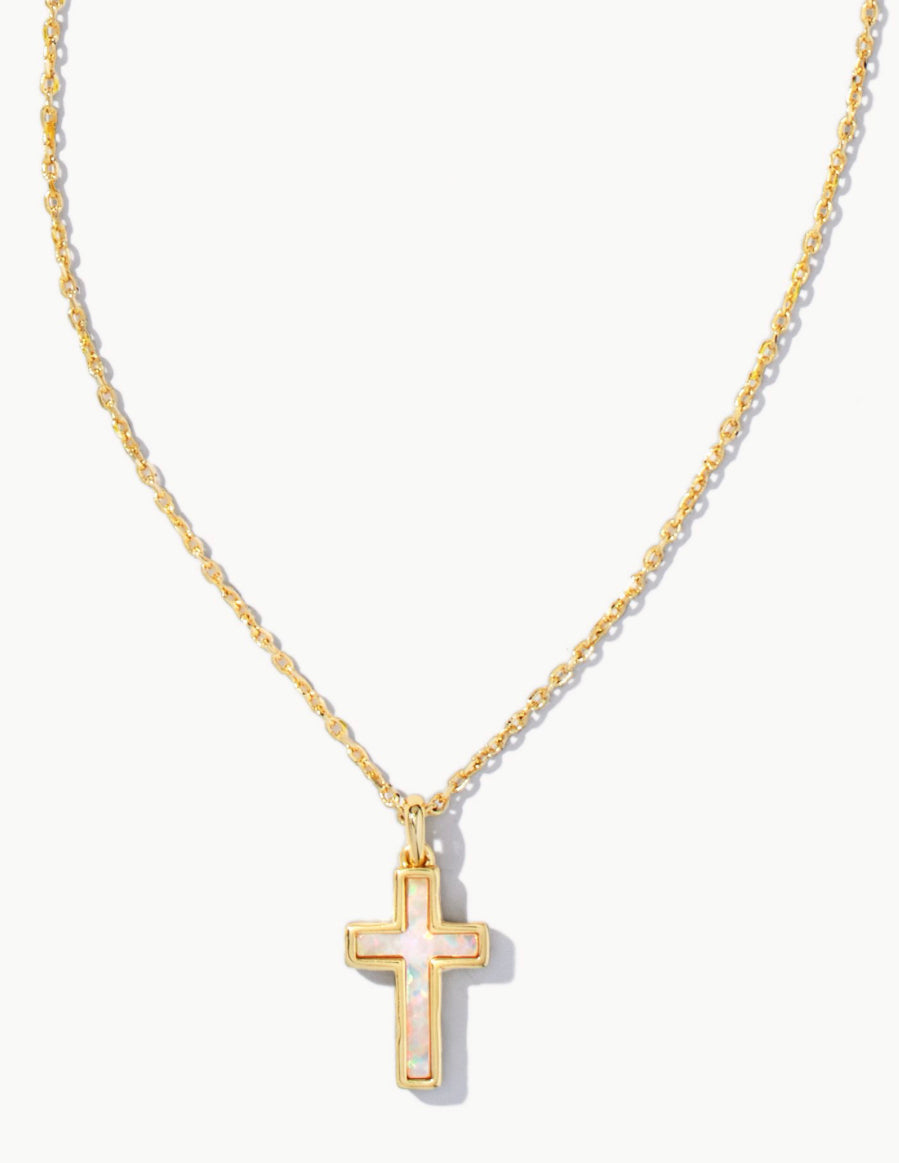 Kendra Scott| CROSS PENDANT NECKLACE GOLD WHITE OPAL