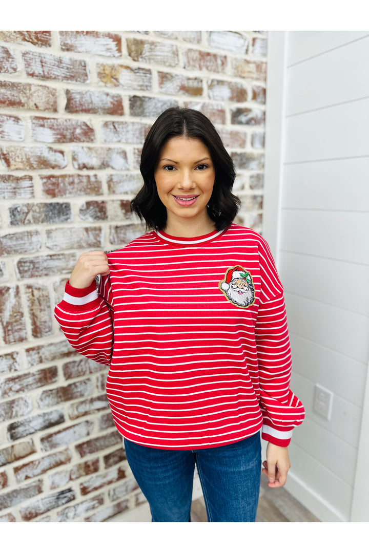 Santa Baby Varsity Stripe Top