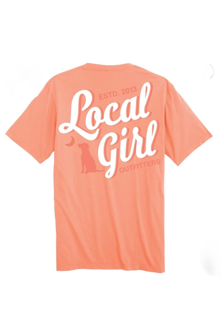 Local Girl | Stacked Script SS Tee - Neon Cantaloupe