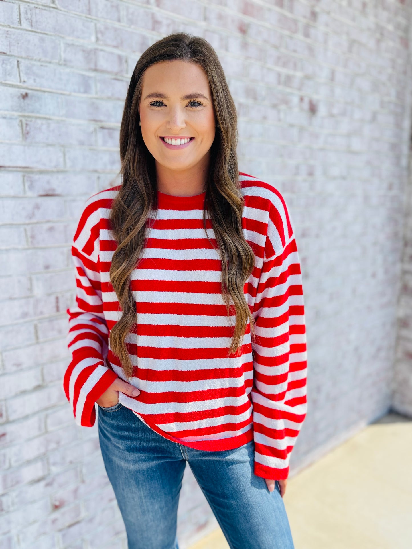 Red + White Stripes Top