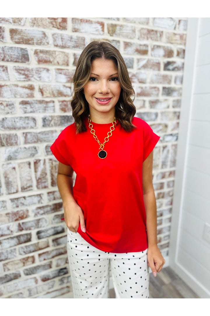 Red Short Sleeve Top