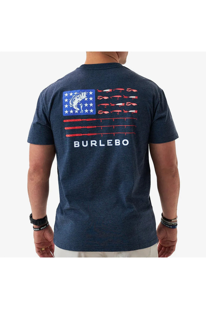 Burlebo SS Tee - Fishing USA - Heather Navy