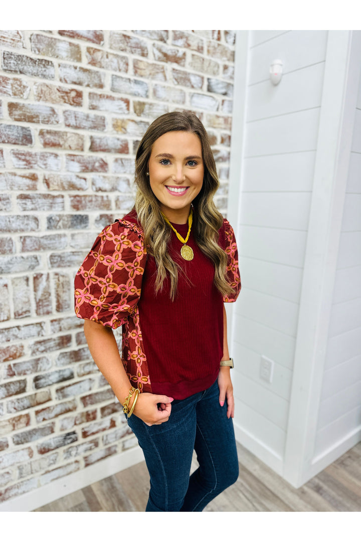 Burgundy Designs Top