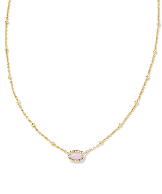 Kendra Scott| MINI ELISA SATELLITE SHORT PENDANT NECKLACE GOLD PINK OPALITE CRYSTAL