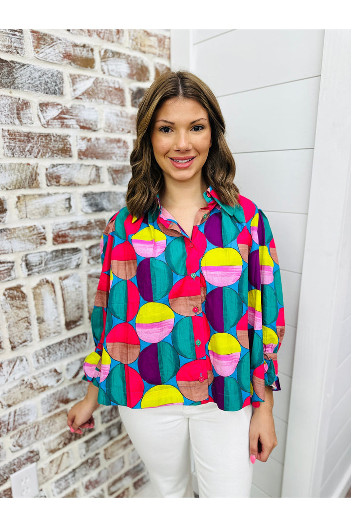 KARLIE Modern Pop Button Up Top