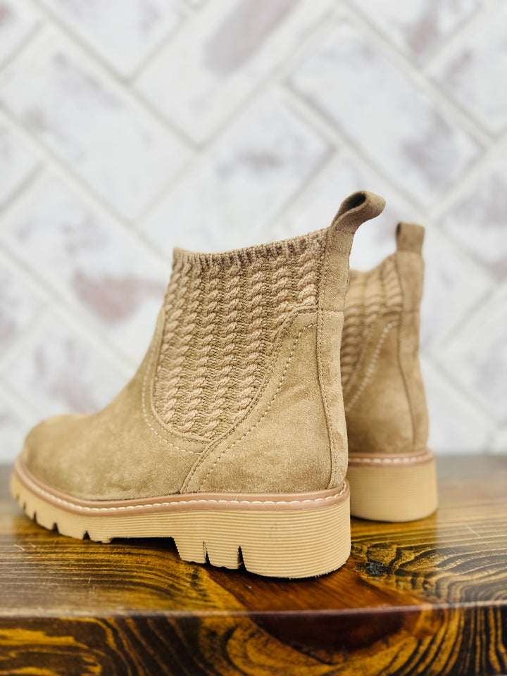 Corkys | Keep Me Warm Booties - Taupe Faux Suede