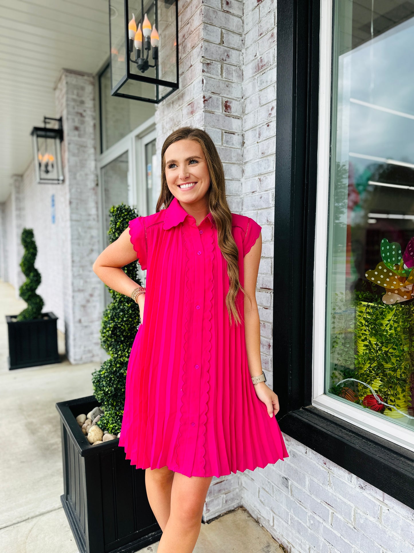 Magenta Pleated Dress