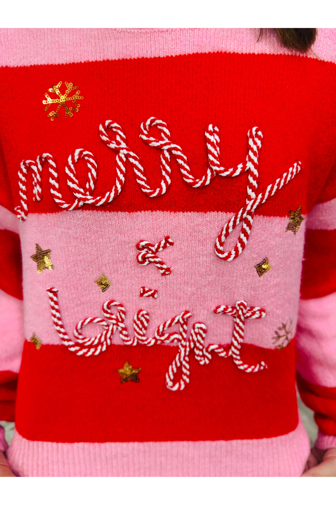 Candy Cane Merry & Bright Sweater