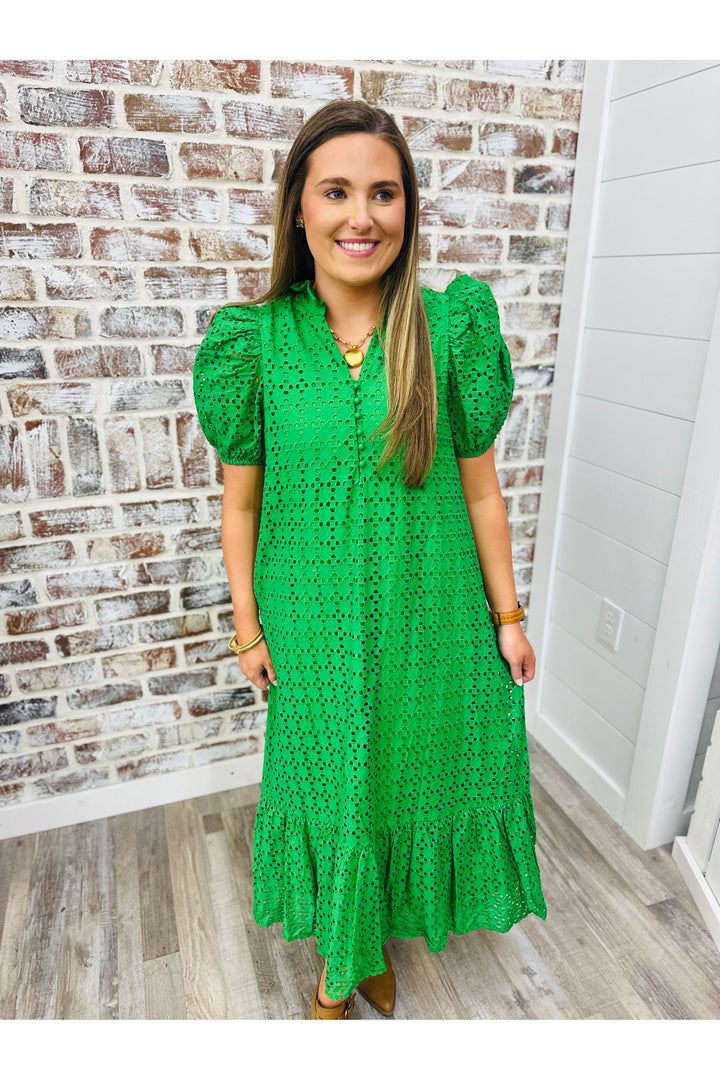 Garden Party Midi Dress Puff sleeves