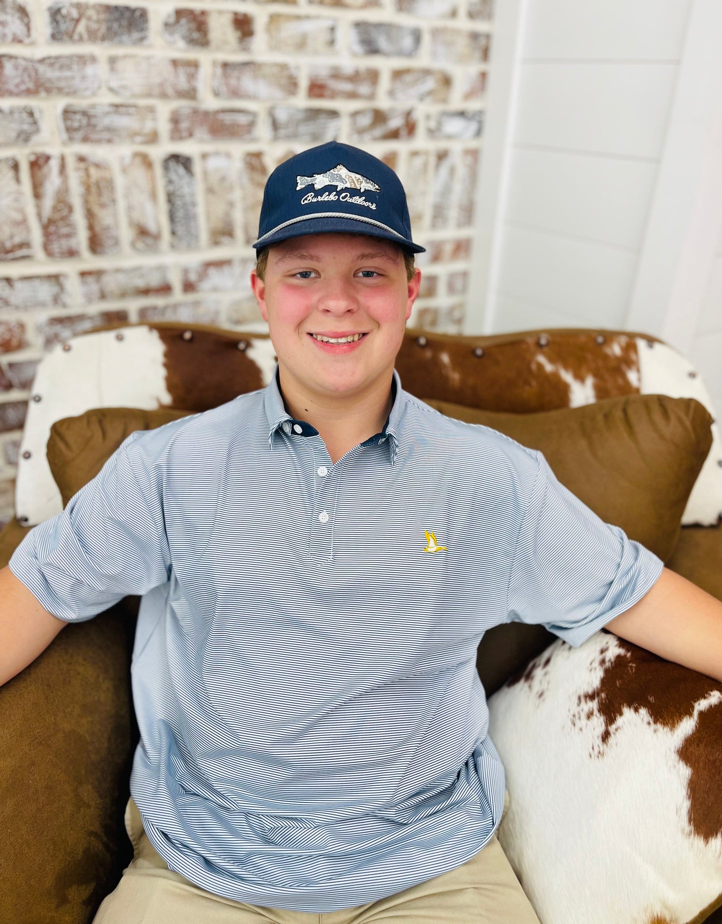 Roost Blue/White Stripe Polo