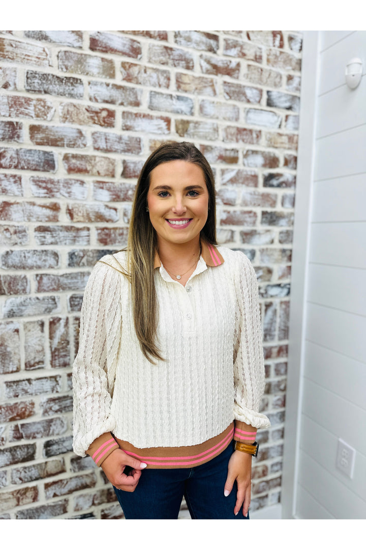 Varsity Sweetheart Textured Top