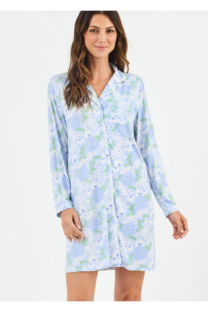Mary Square Women's Charlotte Nightshirt | Daisy Chain Blue