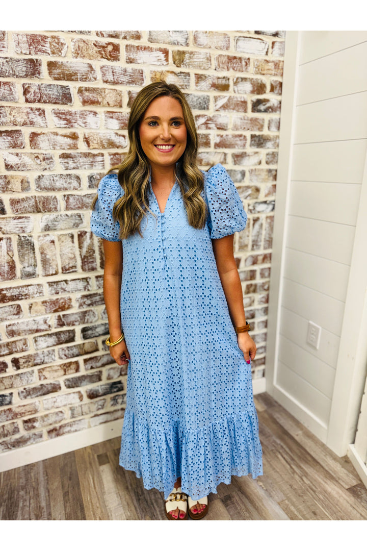 Garden Party Midi Dress - Blue