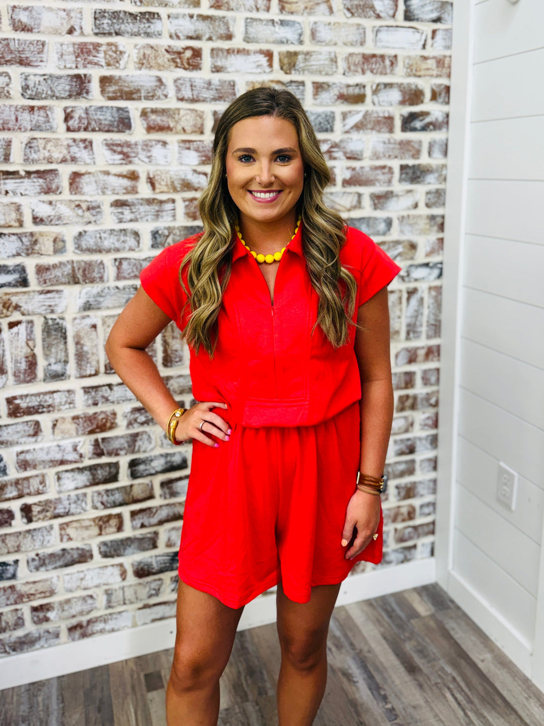 Red Zip Romper