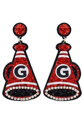 Megaphone “G” earrings with Rhinestones and glitter