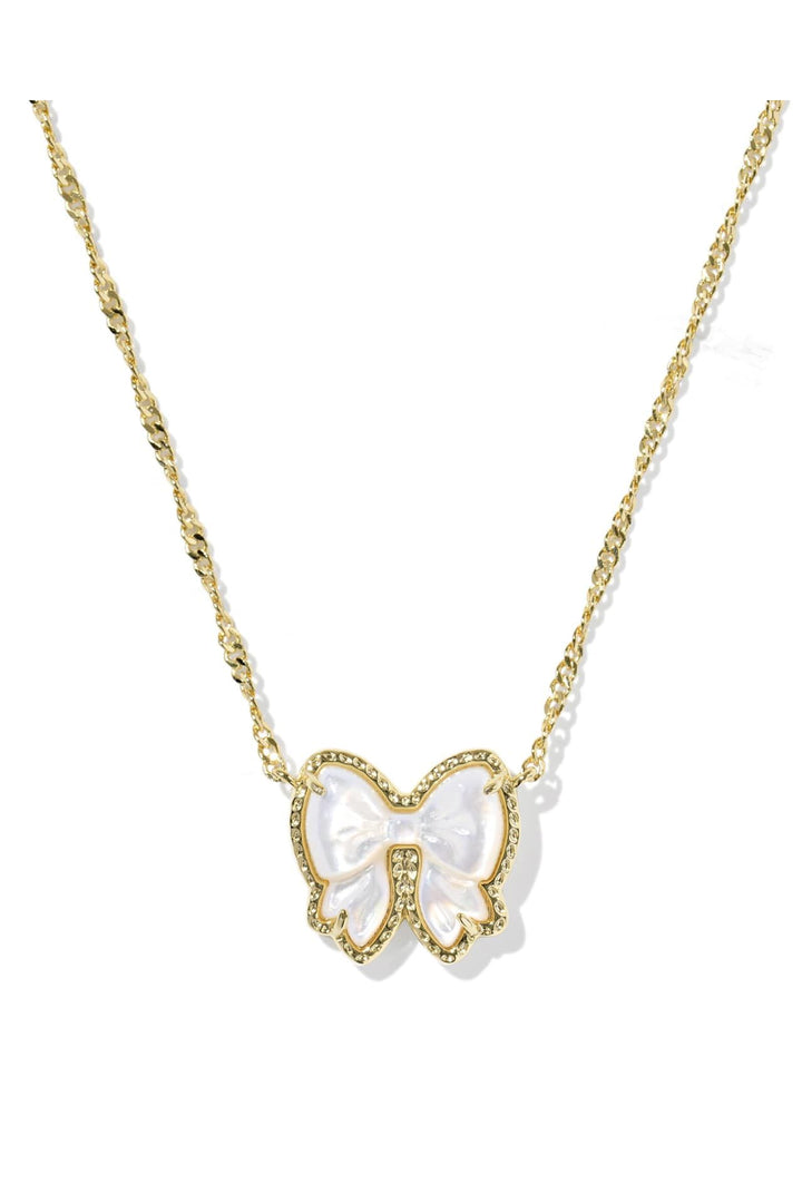 Kendra Scott | Haley Bow Gold Short Pendant Necklace Ivory Mother-of-Pearl