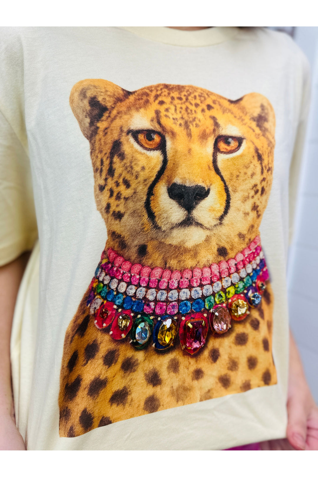 Jeweled Collar Leopard Tee
