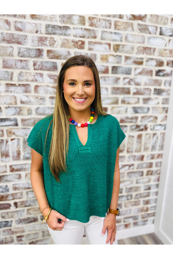 Knit Sweater Top - Kelly Green