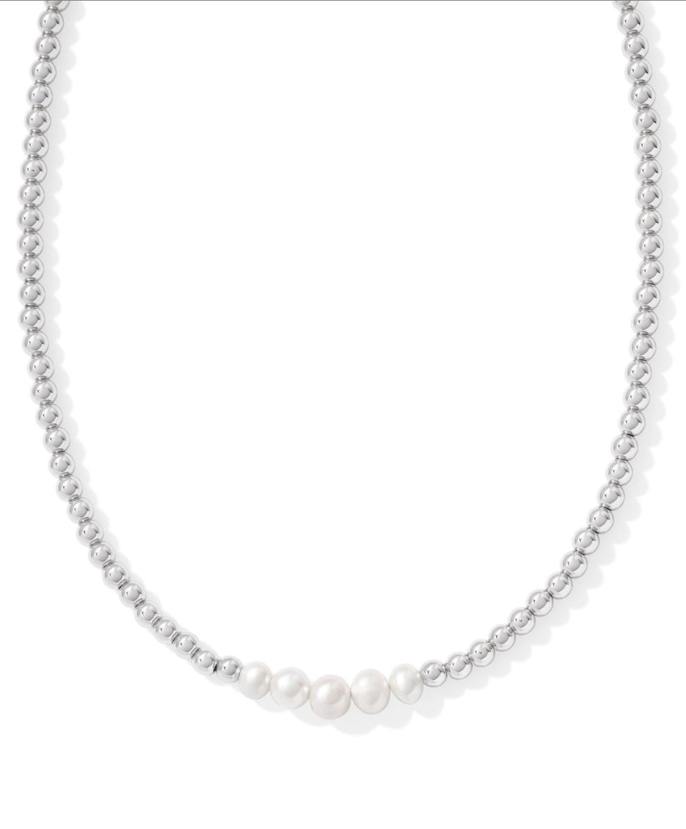 Kendra Scott| EVE BEADED STRAND NECKLACE SILVER WHITE PEARL