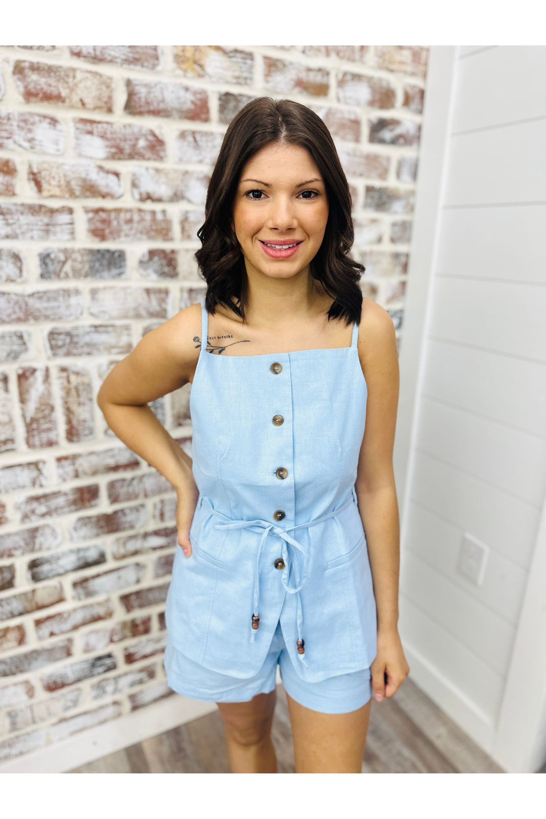 Light Blue Pleated Shorts