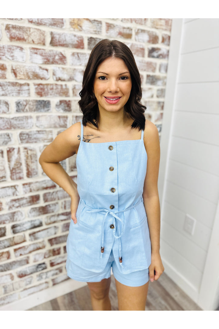 Light Blue Pleated Shorts