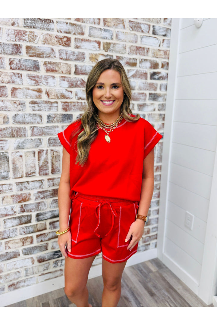 Red Contrast Stitch Set