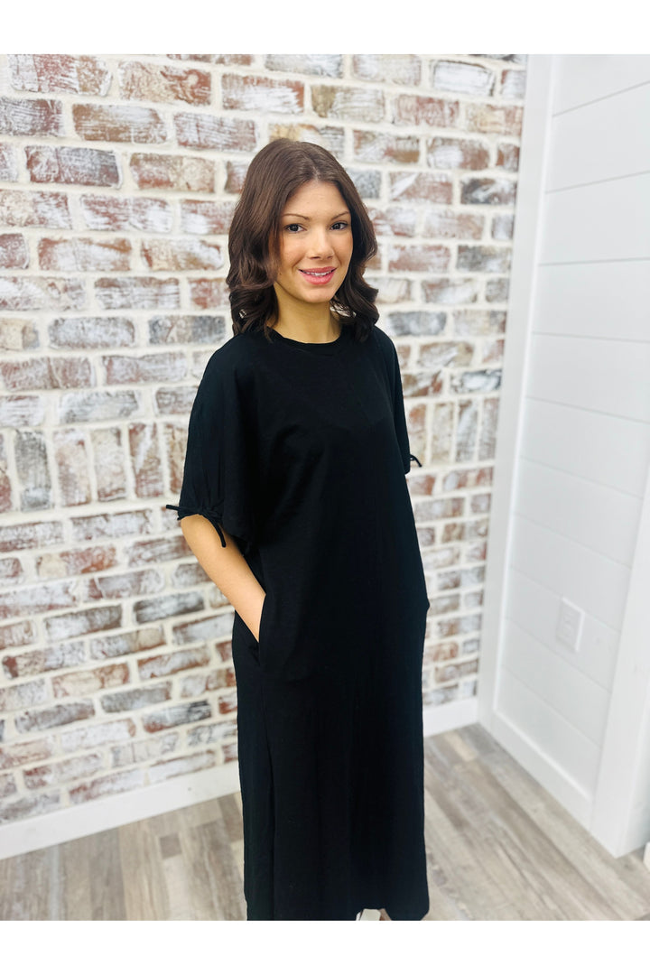 Black Ties Midi Dress