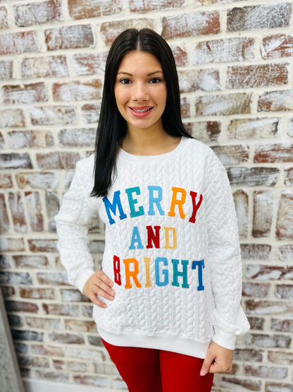 Merry & Bright White Sweatshirt