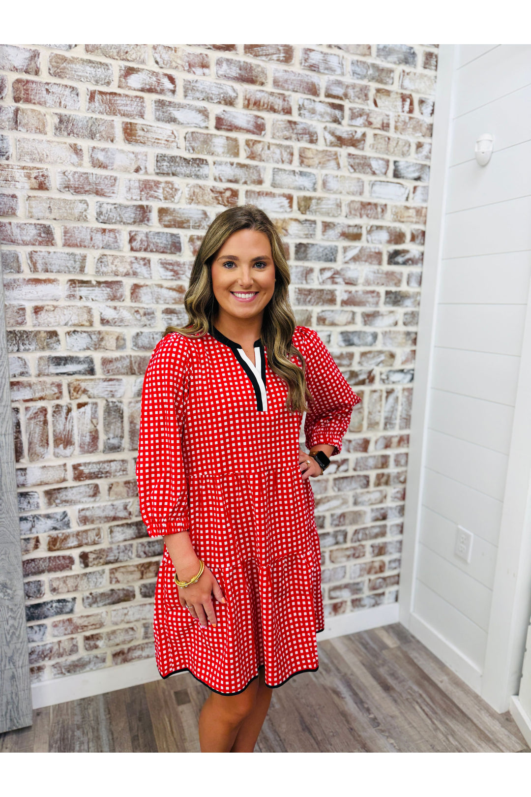 Red/White Gingham Glory Dress