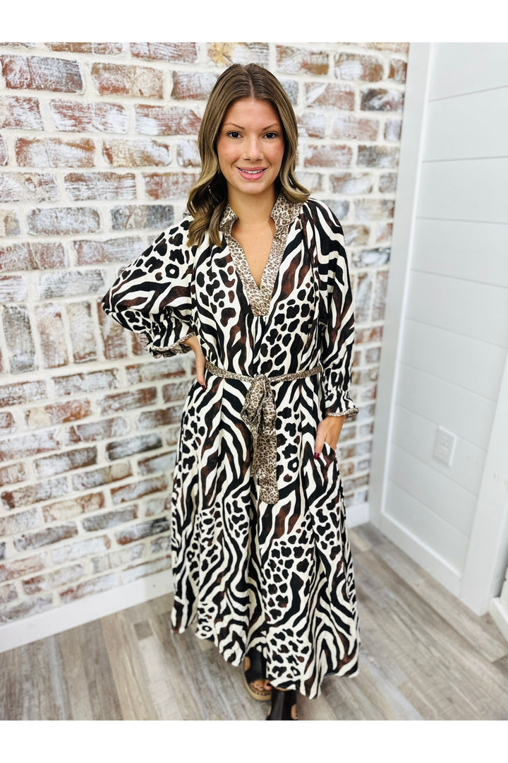 Mixed Animal Print Midi