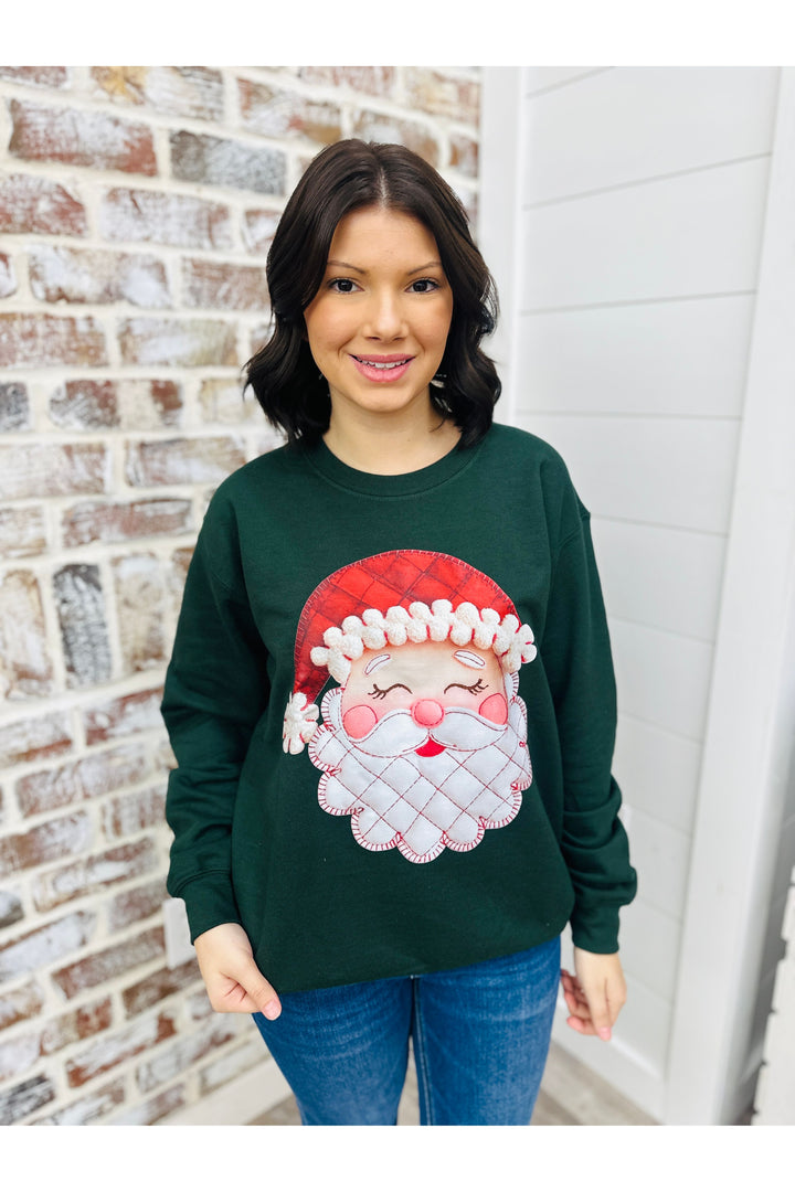 Cozy Patchwork Santa Sweatshirt