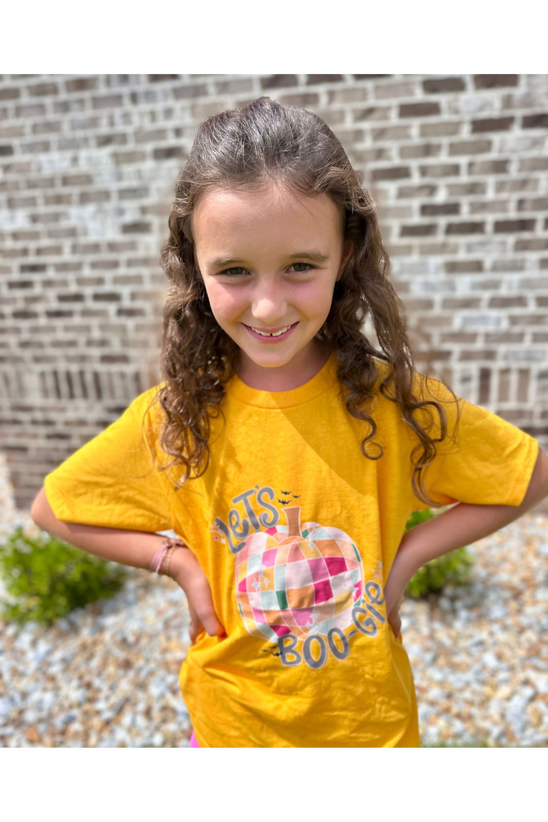 Youth t-shirt with let’s boogie pumpkin 