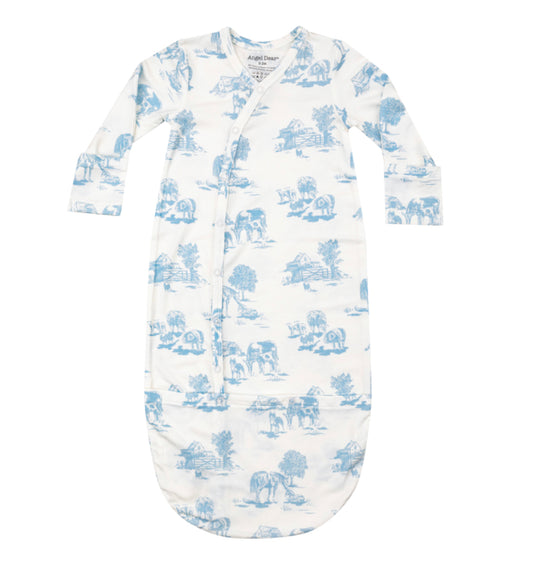 Farm Toile Blue - Bundle Gown 0-3m