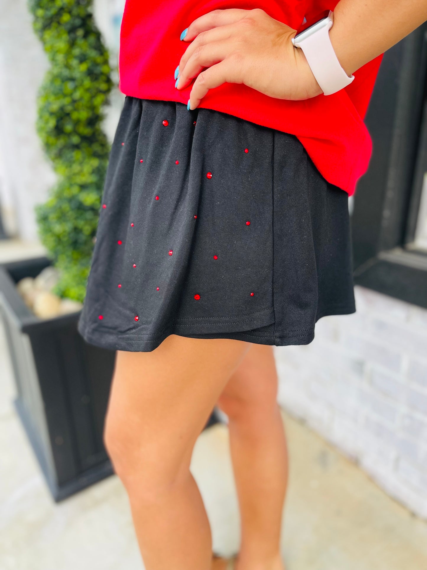 Rhinestone Red & Black Skort