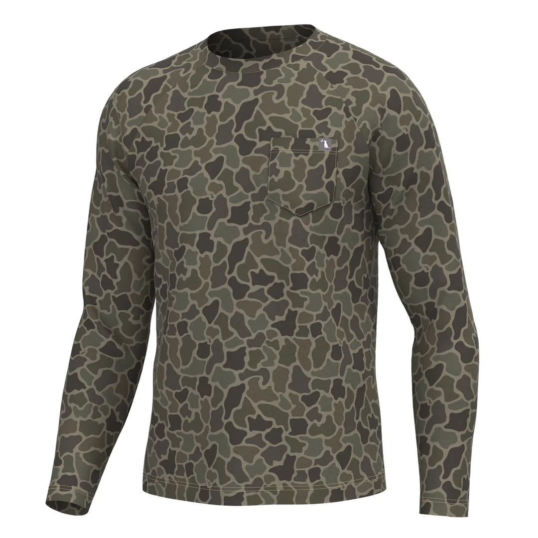 Local Boy | Youth Long Sleeve Heather Performance Shirt - Brush Camo