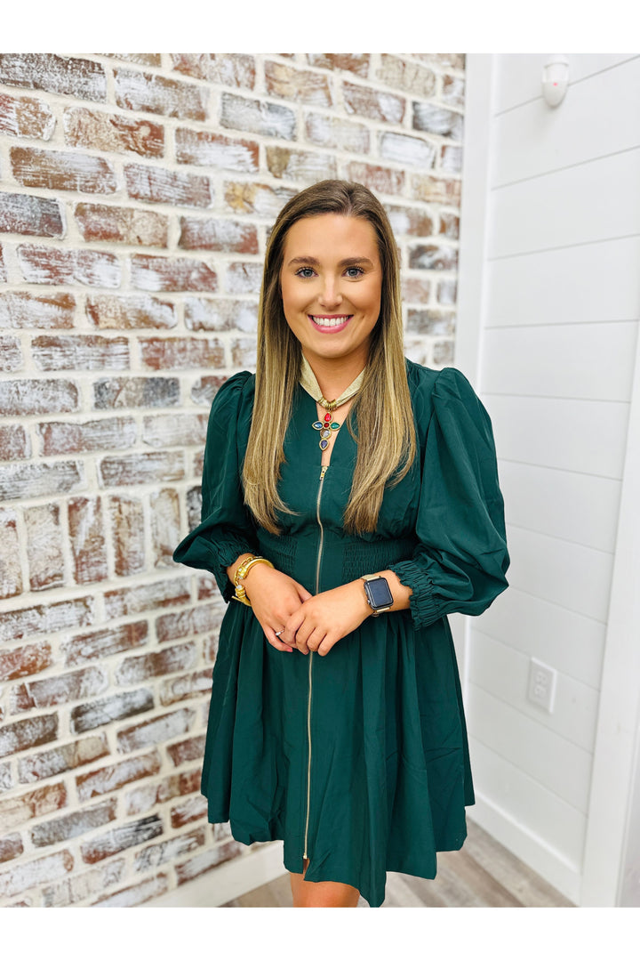 Pine Green Zipped Dress