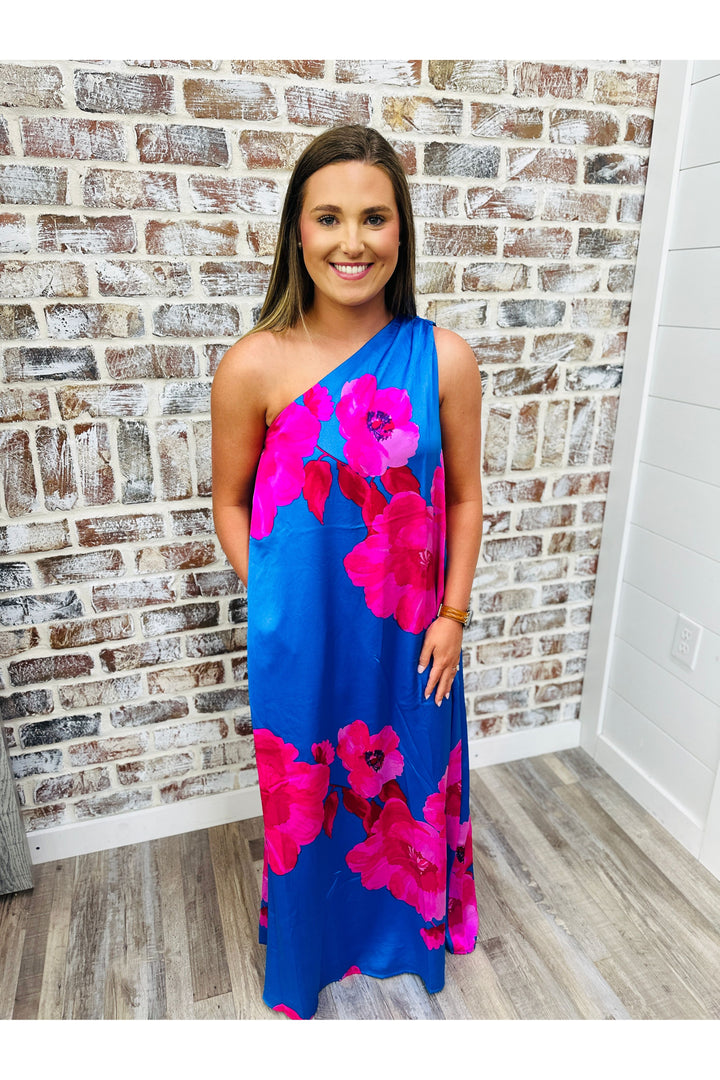 One Shoulder Sweet Bloom Maxi Dress