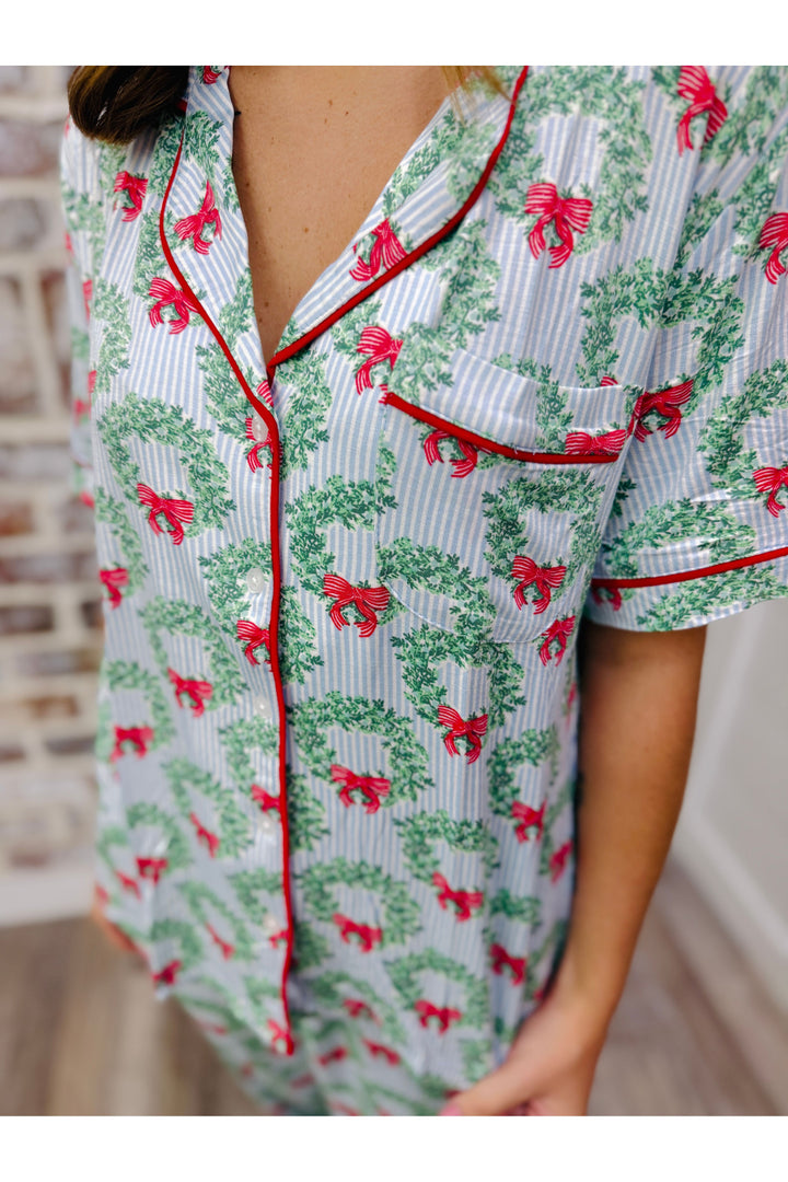 Mary Square| Wreath & Ribbon Charlotte Pant PJ Set