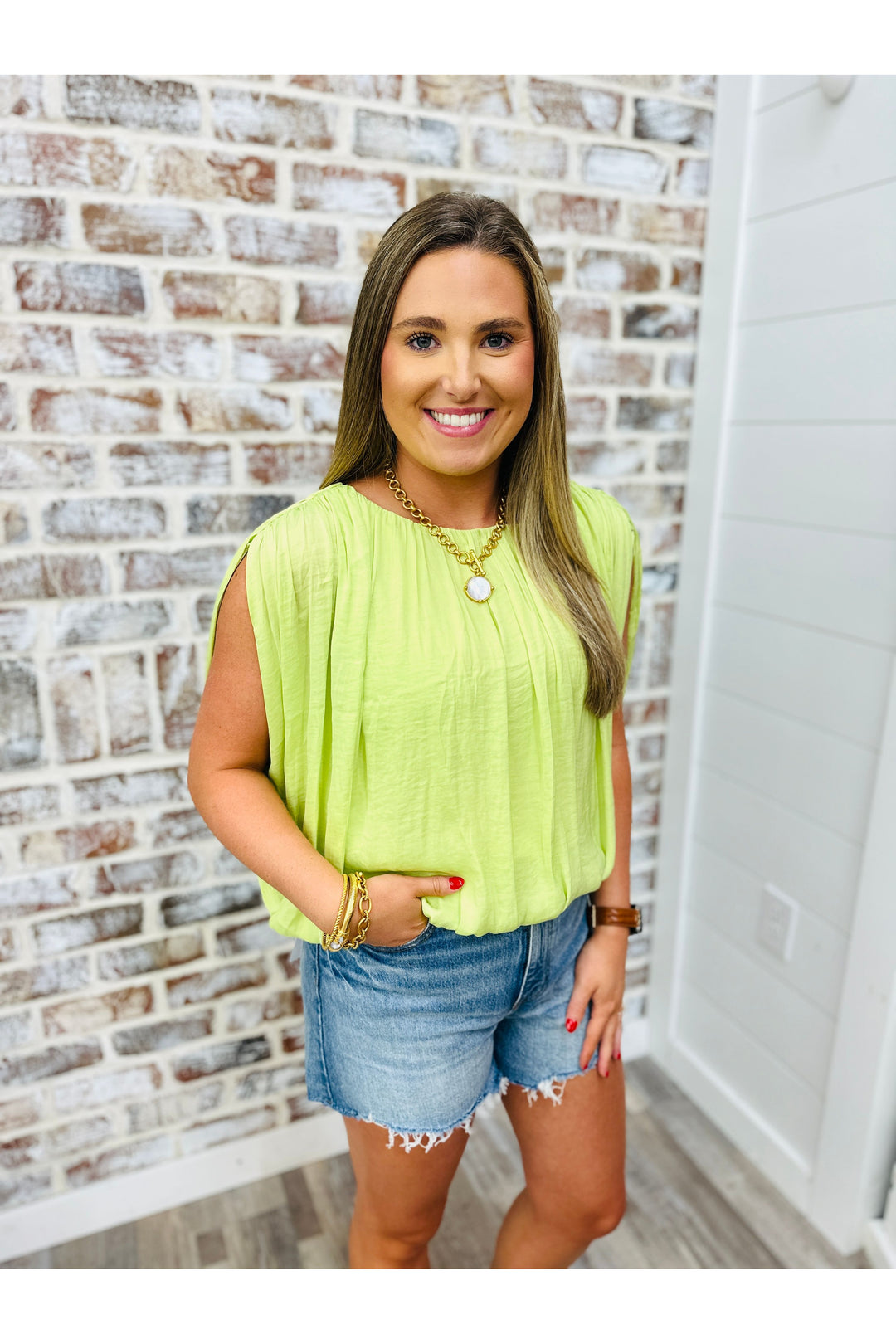 Lime Bubble Top