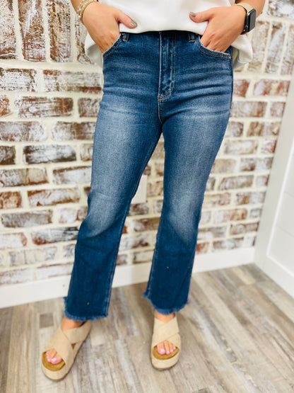 High Rise Crop Straight Jeans