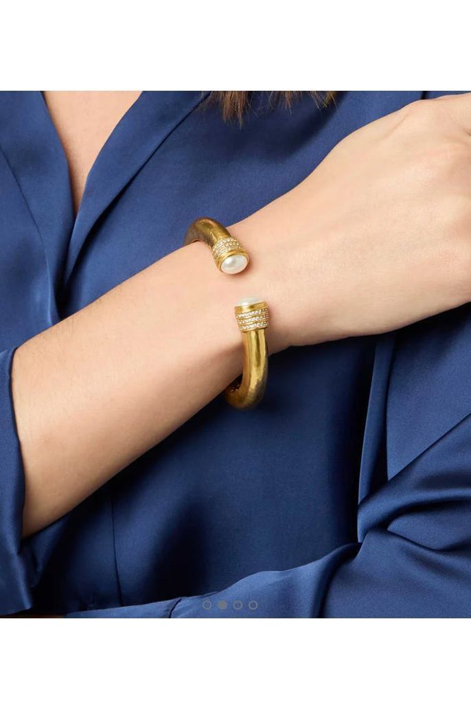Julie Vos ~ Luna Demi Cuff ~ Iridescent Chalcedony Blue
