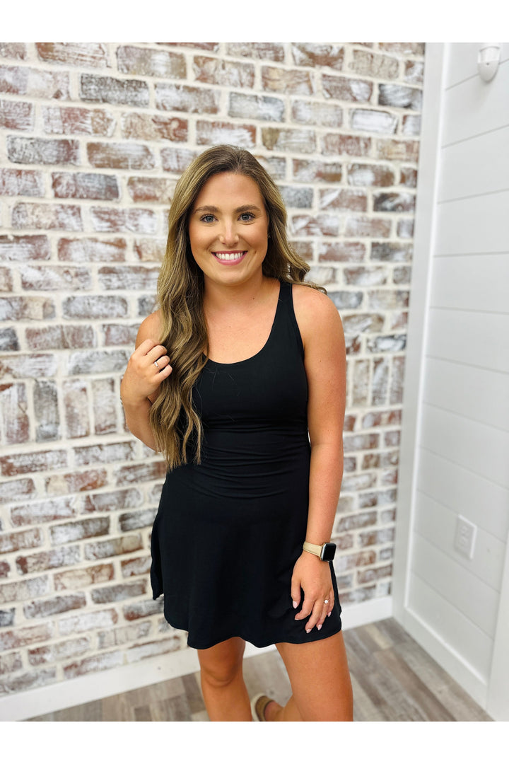 sleeveless romper dress - black