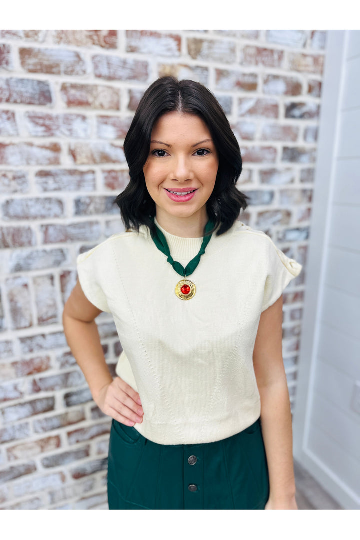 Ivory Shoulder Detail Sweater Top