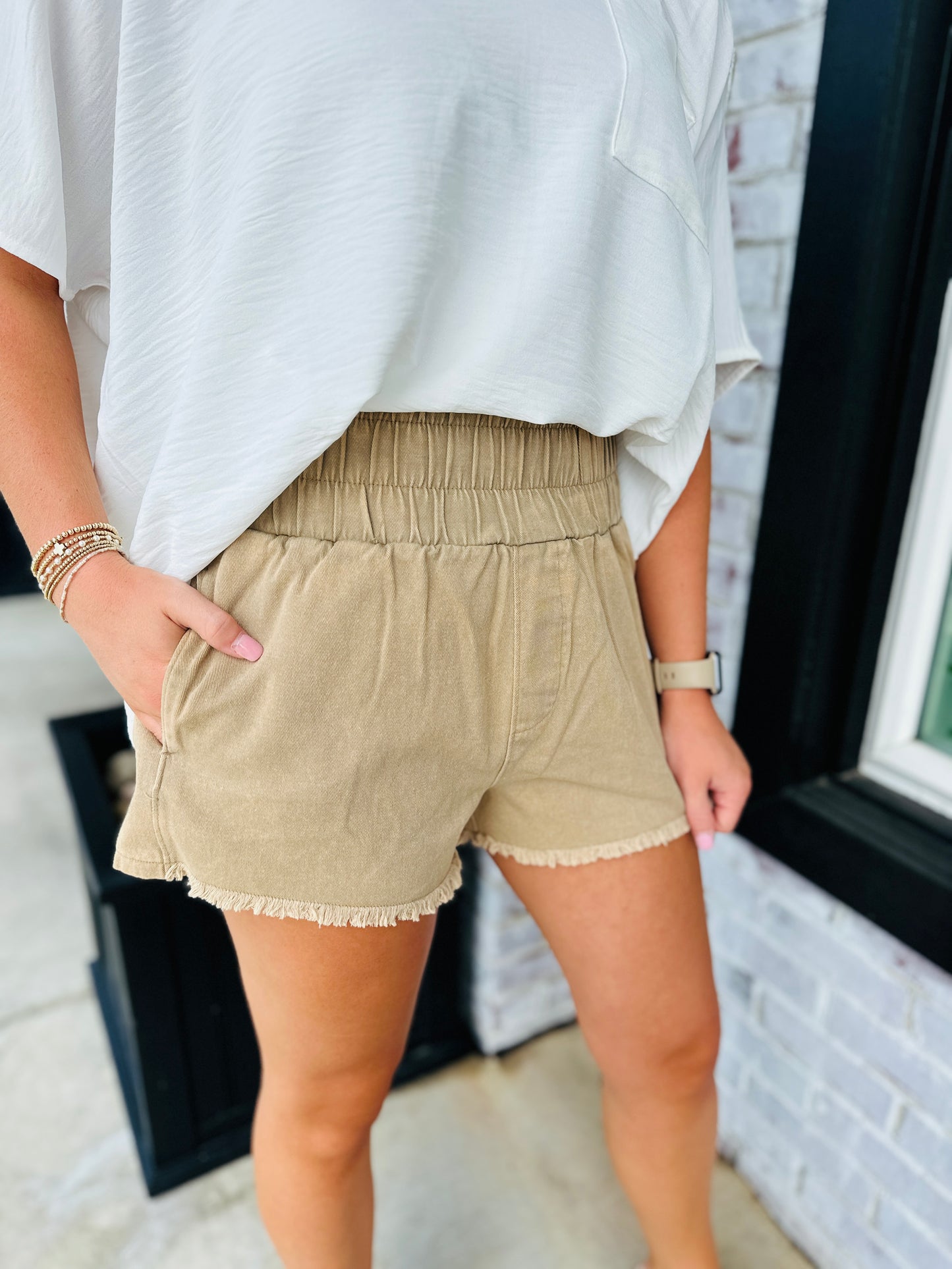 Washed Taupe Shorts