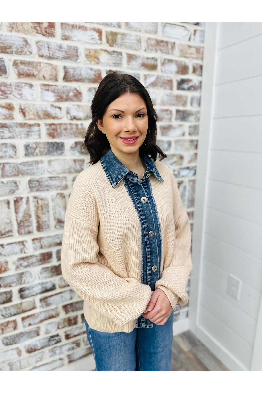 Denim Contrast Sweater